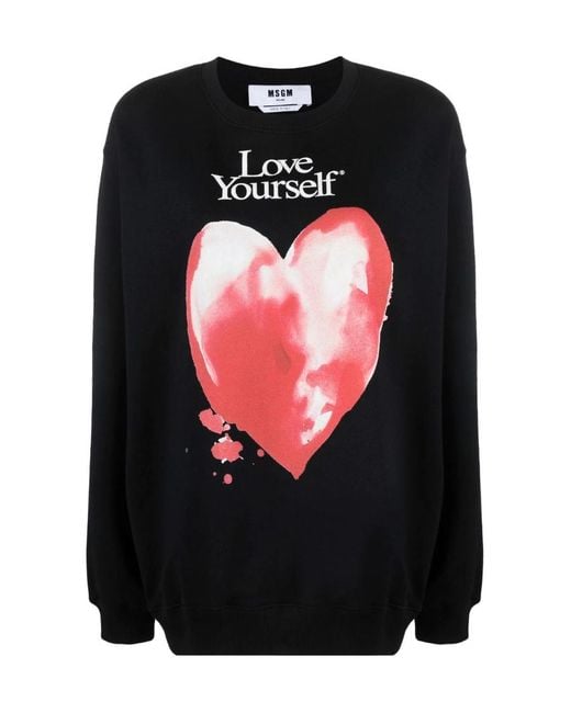 MSGM Black Slogan Print Silhouette Hoodie