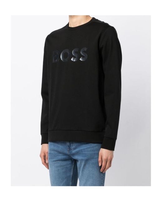 Boss Black Logo-Patch Long-Sleeved Cotton Sweatshirt for men