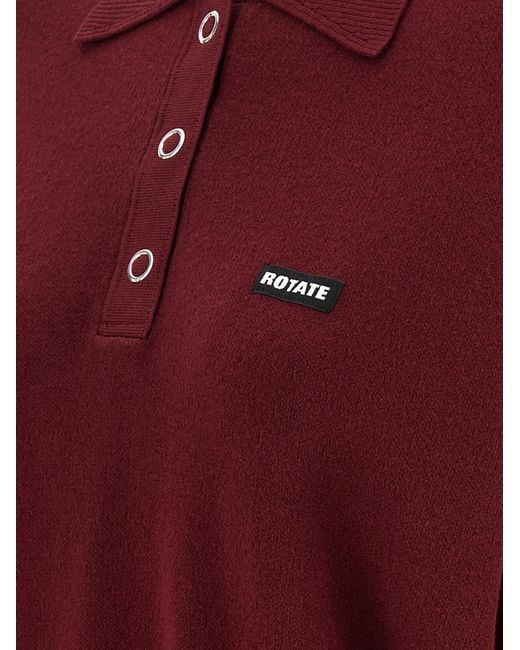 ROTATE BIRGER CHRISTENSEN Red Cropped Logo Polo Top