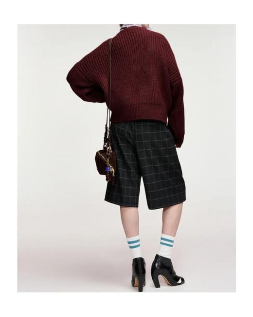 Essentiel Antwerp Red Pompom-Embellished Chunky-Knit Sweater