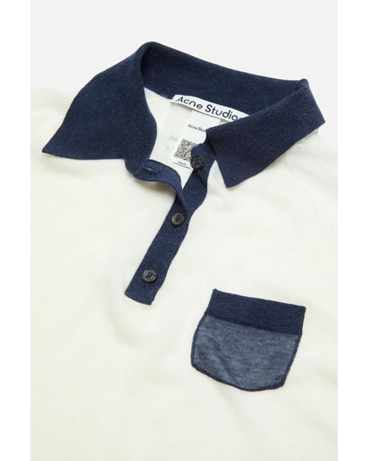 Acne Blue Short-Sleeve Pocket Polo Top