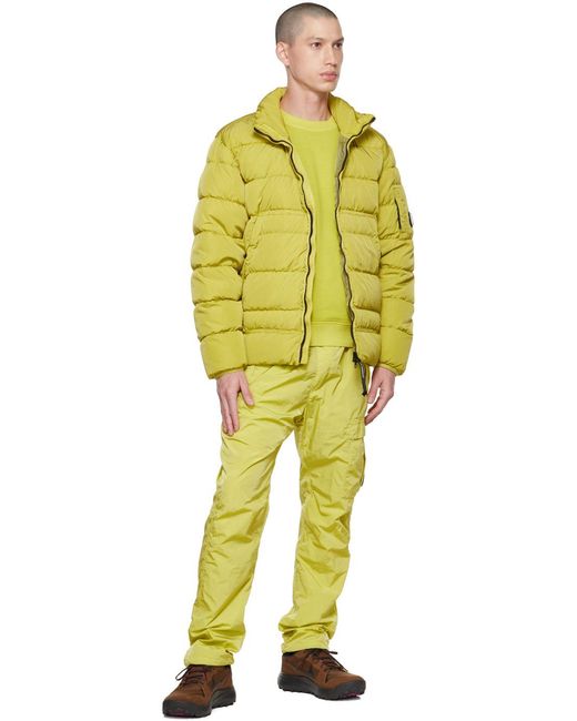 C P Company Yellow Emerized Diagonal Fleece Sweatshirt for men