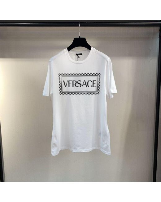 Versace White Logo-Print Crew Neck T-Shirt