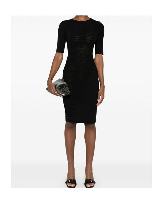 Roberto Cavalli Black Textured Sheath Dress