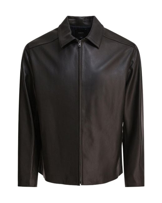 Vince Black Long-Sleeve Leather Jacket for men