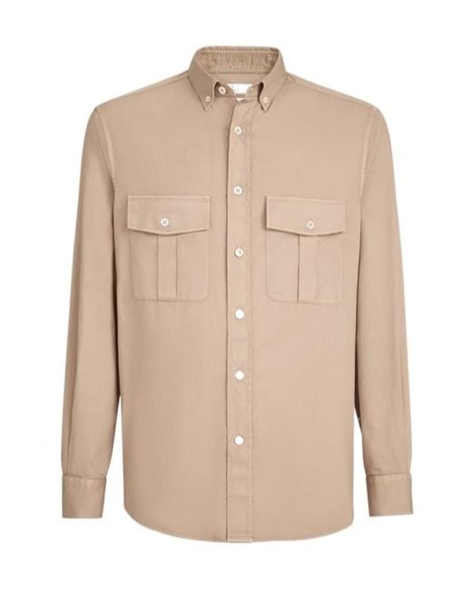 Brunello Cucinelli Natural Garment-Dyed Shirt for men