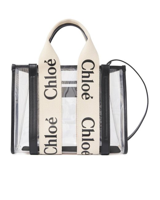Chloé White Chloé Woody Logo Detailed Tote Small Bag