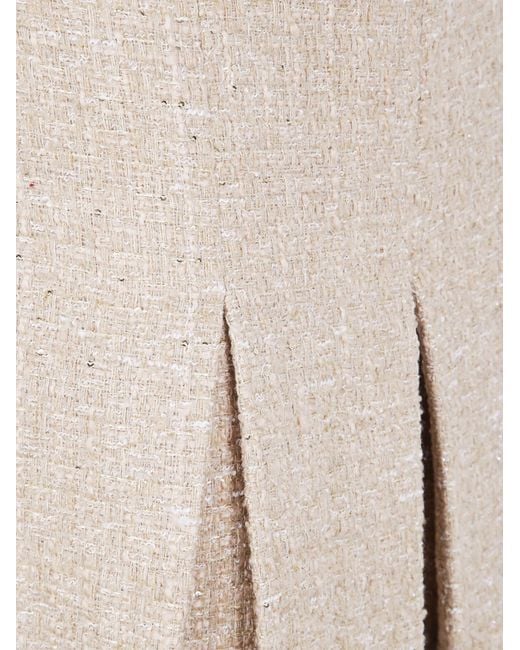 Twinset Natural Sequinned Pleated Mini Skirt