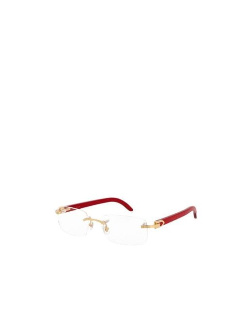 Cartier White Rimless Rectangular Glasses for men