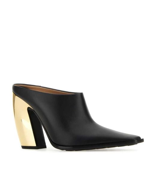 Bottega Veneta Black Tex Pointed-Toe Mules