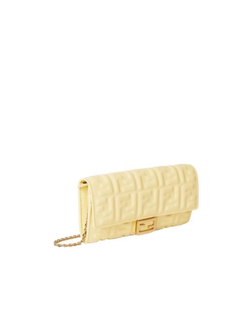 Fendi Metallic Ff Motif Baguette Continental Chain-Linked Wallet