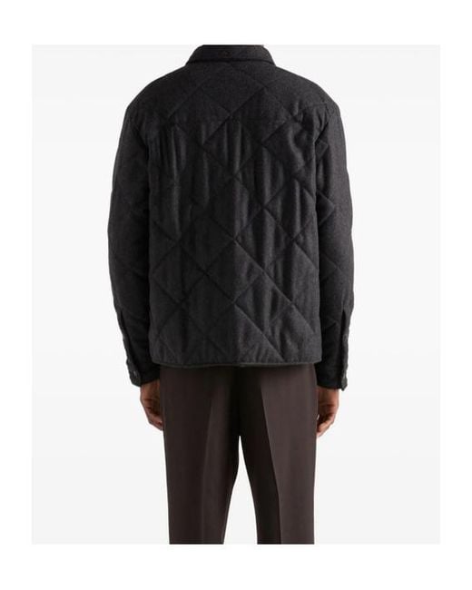 Prada Black Padded Cashmere Shirt for men