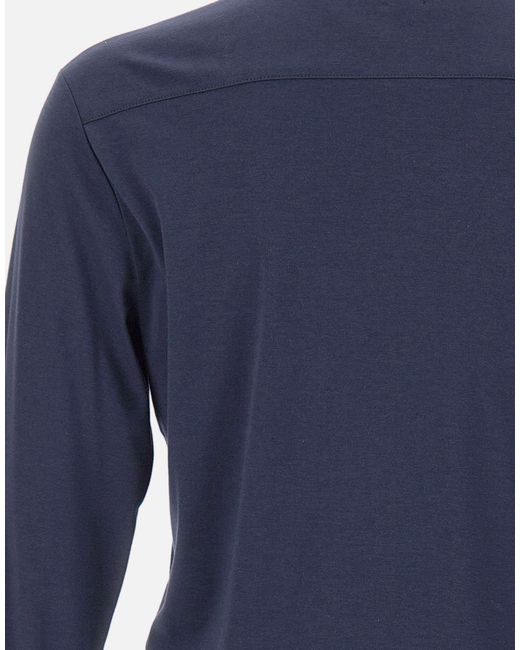 Eleventy Blue Classic Long-Sleeve Shirt for men