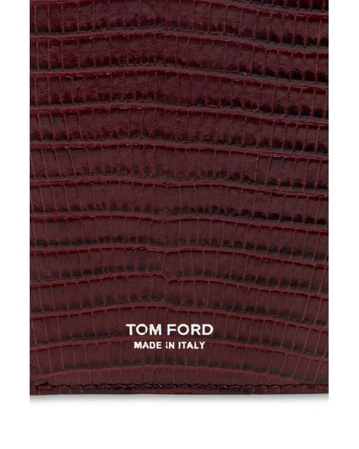 Tom Ford Purple Embossed Bi-Fold Wallet for men