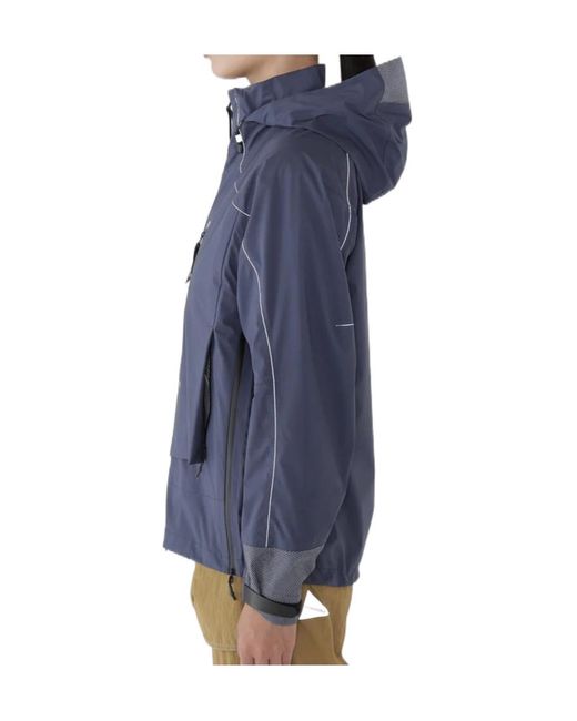 And Wander Blue Zip Pocket Hooded Jacket for men