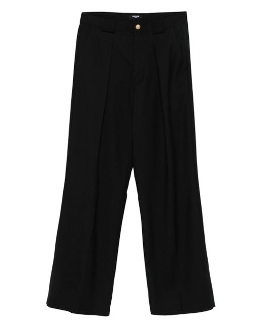 Balmain Black Pleated-Front Trousers
