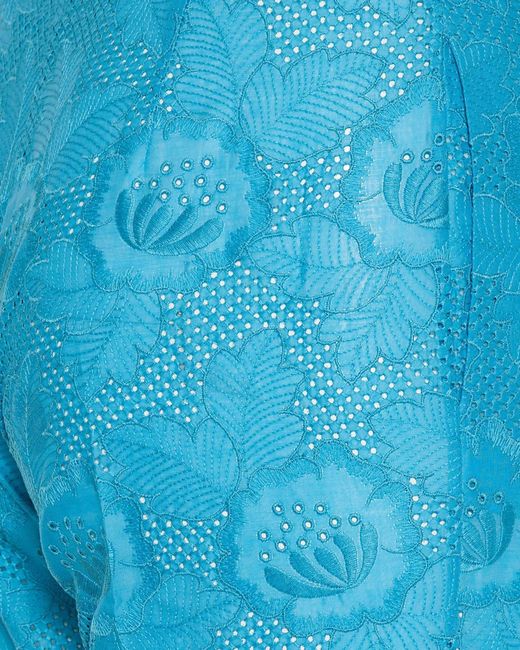 Valentino Blue Floral Embroidered Flared Pants