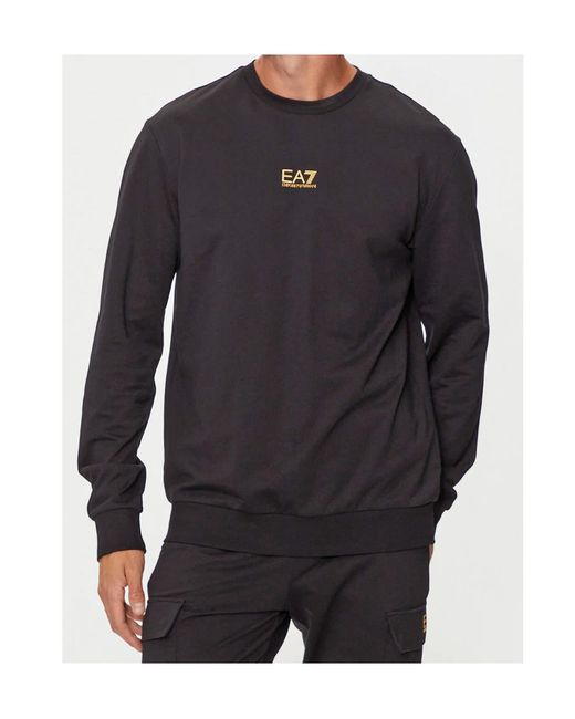 EA7 Black Logo-Print Sweatshirt for men