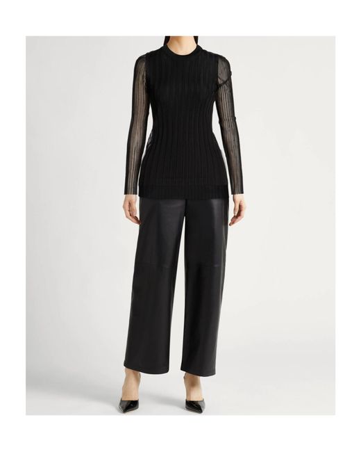Sportmax Black Tulle Long Sleeve Top
