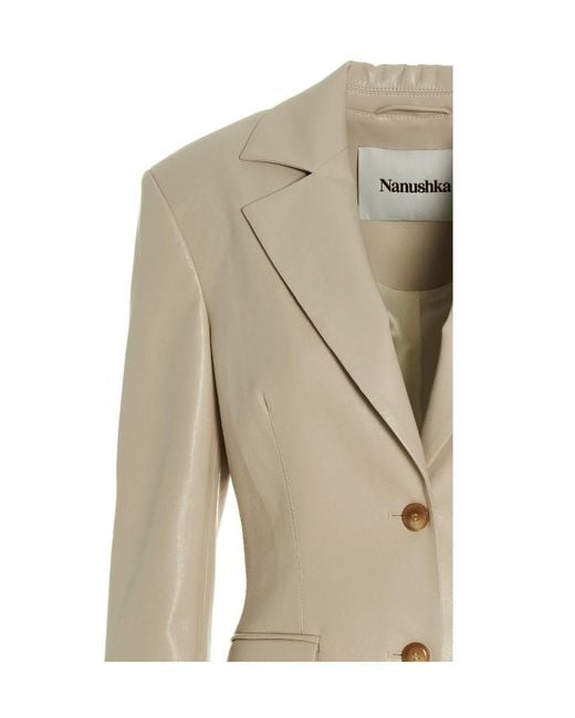 Nanushka Natural Single-Breasted Tailored Blazer