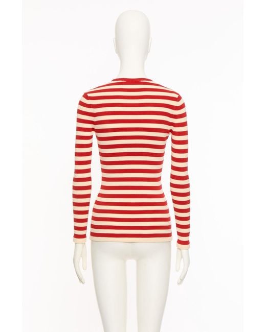 Valentino Red Striped Crewneck Jumper
