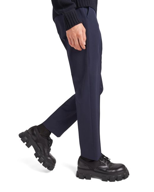 Prada Blue Mid-Rise Cropped Tailored Trousers for men