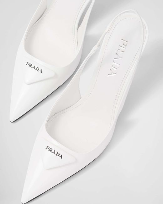 Prada White Pointed-Toe Slingback Pumps