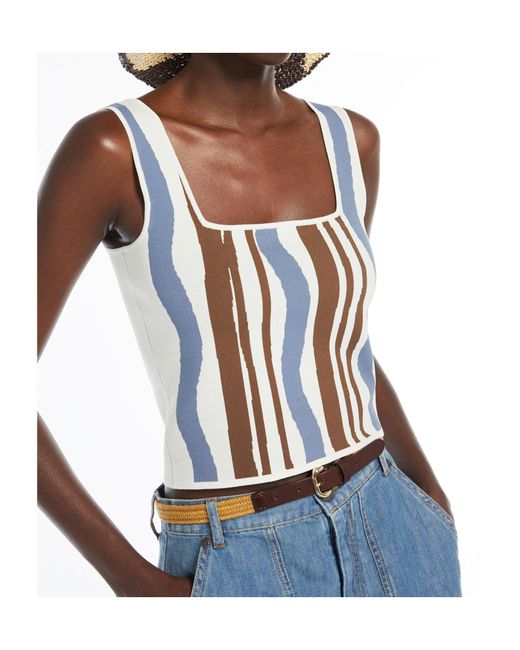 Weekend by Maxmara Blue Pilade All-Over Patterned Top