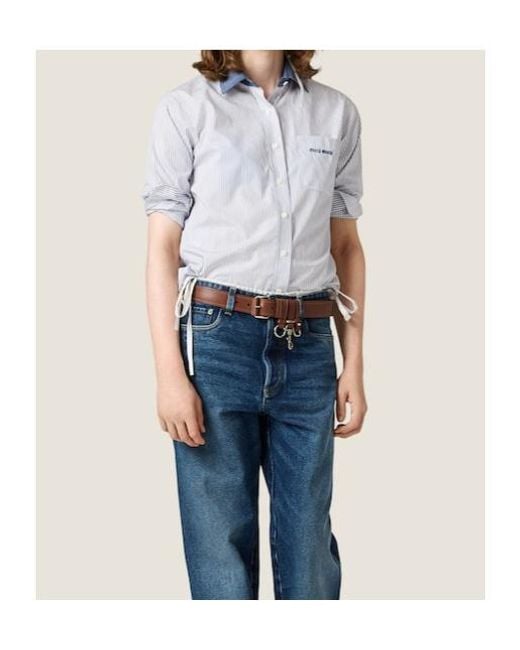 Miu Miu Blue Striped Poplin Shirt