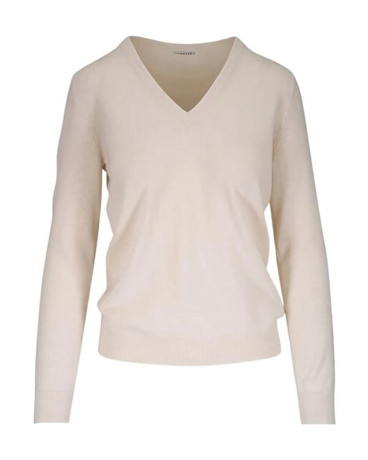 Brunello Cucinelli Natural V-Neck Sweater