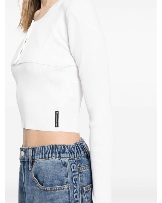 Alexander Wang White Cropped Knit Top