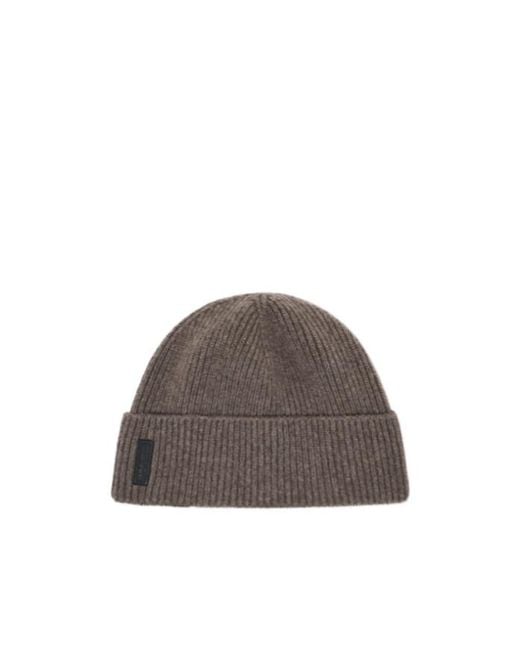 Giorgio Armani Brown Ribbed Cashmere Beanie With Cuff for men