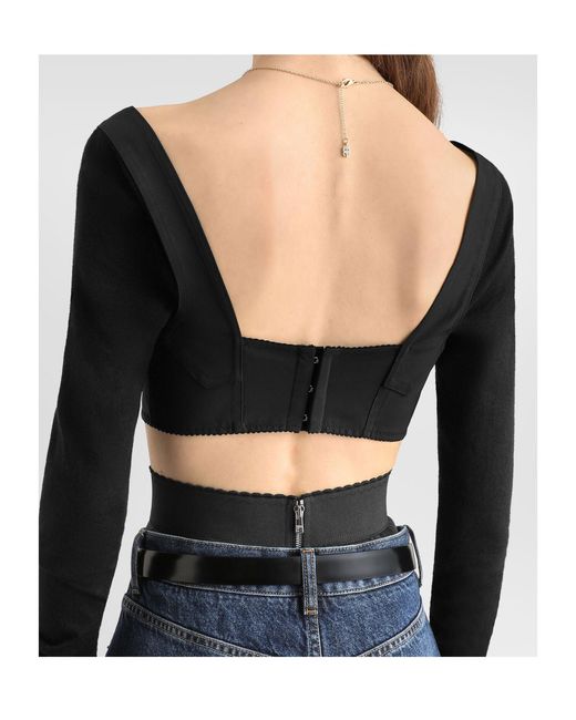 Dolce & Gabbana Black Satin Bustier Top