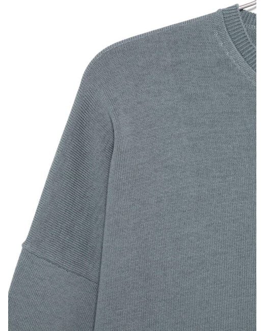 Alysi Gray Cotton Crewneck Sweater