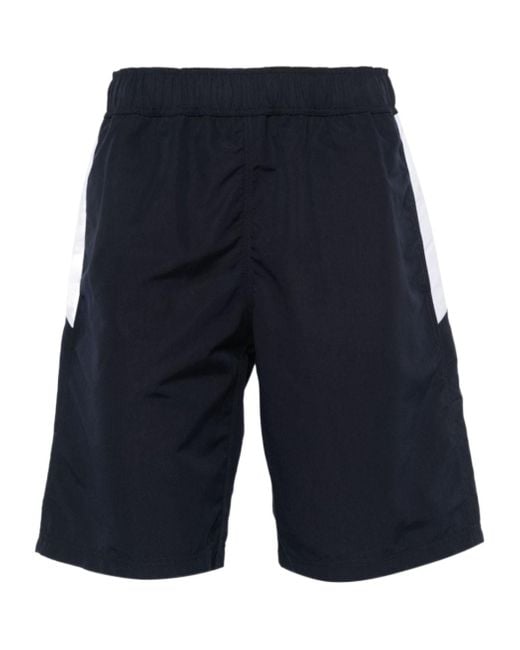 Palm Angels Blue Logo Printed Elastic Waist Swim Shorts for men