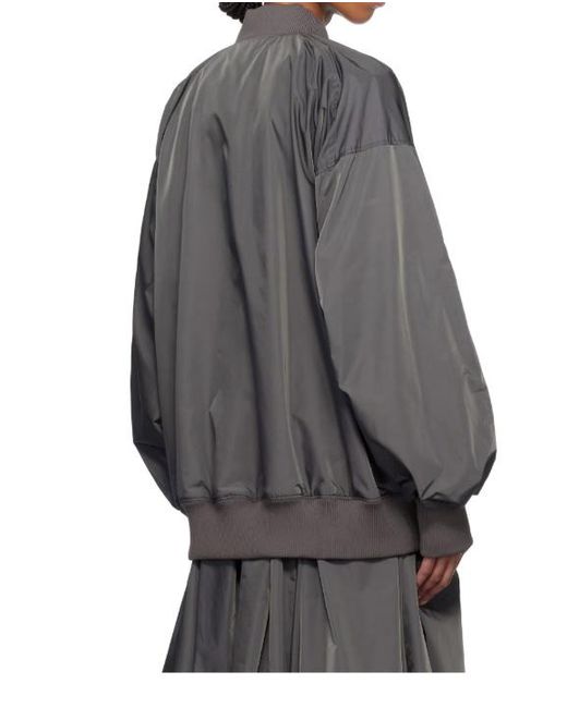 Yohji Yamamoto Gray Logo-Patch Bomber Jacket