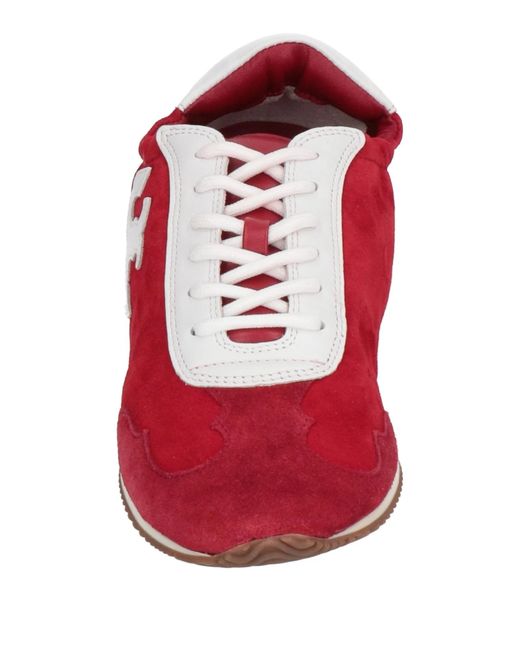 Tory Burch Red Two-Tone Leather Low-Top Sneakers