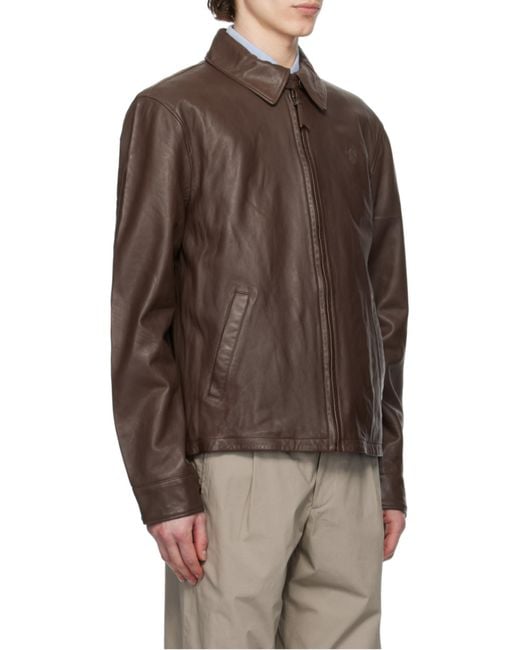Polo Ralph Lauren Brown Zip-Up Leather Jacket for men
