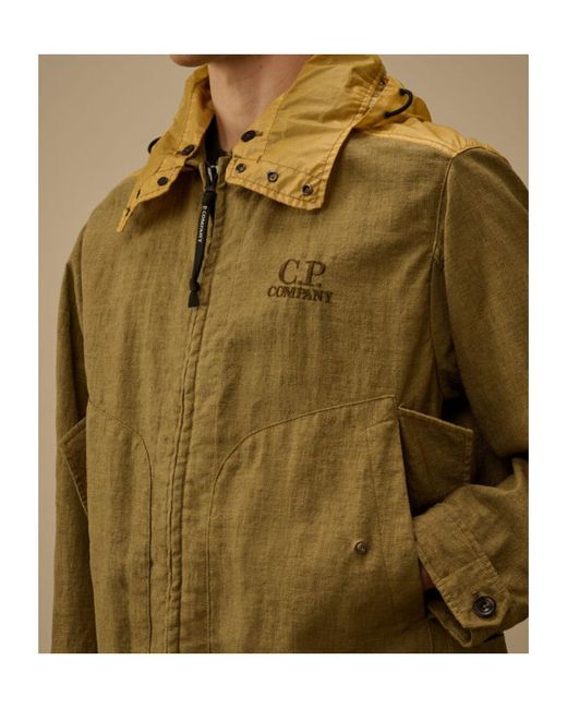 C P Company Green Goggle-Detail Rafia-R Jacket for men