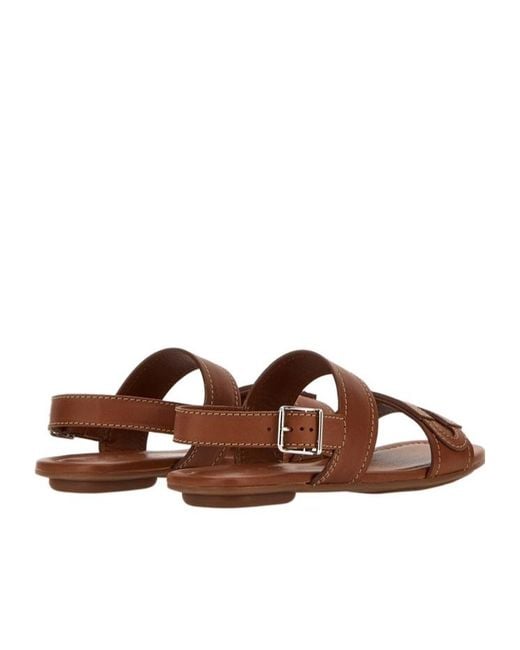 Hogan Brown Logo Strap Flat Sandals