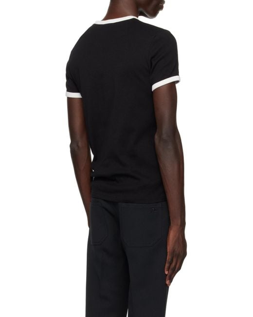 Courreges Black Courrèges Contrast Crewneck Straight Hem T-Shirt for men
