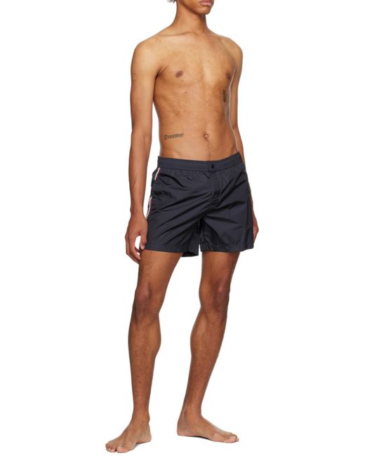 Moncler Blue Logo Patch Boxer Swim Shorts for men