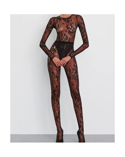 Wardrobe NYC Gray Evening Lace Bodysuit