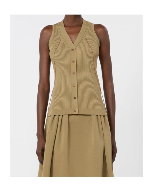 Max Mara Green Cotton And Viscose Yarn Gilet