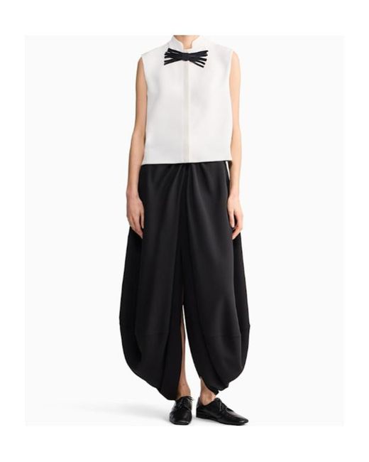 Giorgio Armani White Bow-Detail Sleeveless Shirt
