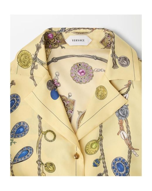 Versace Metallic Jewellery-Print Tie-Waist Shirt