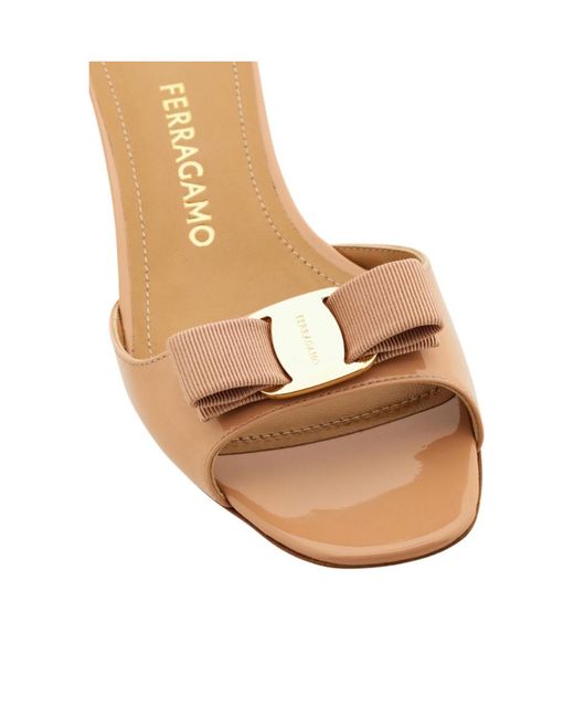 Ferragamo Natural Ferragamo Vara Bow Slides