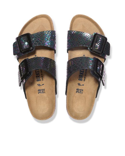 Birkenstock Blue Two-Strap Cork Slide Sandals