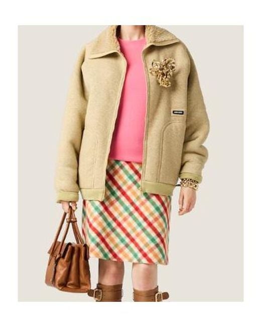 Miu Miu Natural Oversized Bomber Knitted Jacket