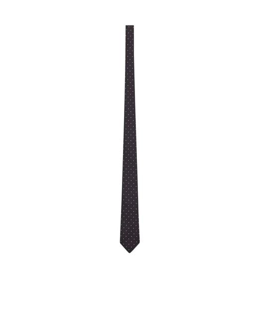 Saint Laurent White Silk Jacquard Tie for men
